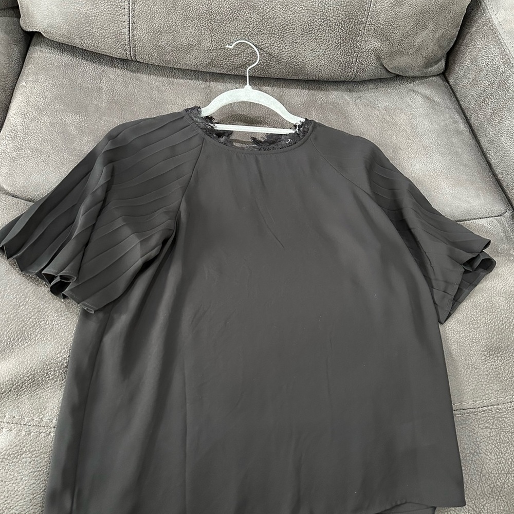 Express Black Pleated Sleeve Blouse